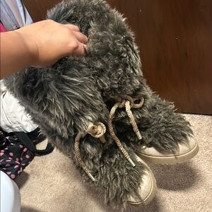 UGG Gray Faux Fur Boots